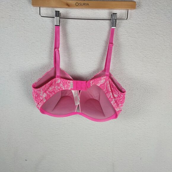 Victoria’s Secret PINK 36D Underwire Bra Pink Marble Swirl Print Molded Cups - Picture 2 of 7